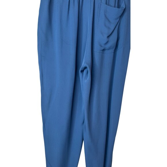 Theory Small 100% Silk Harem Jogger Pants Brilliant Blue Pockets Elastic Waist - Picture 13 of 16